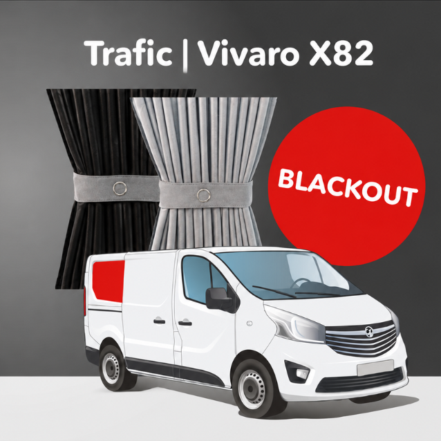Right Rear Quarter Window Curtain Kit - Premium Blackout - Opel Vivaro (2014-2018), Renault Trafic (2014 - Present) & Other X82 Vans
