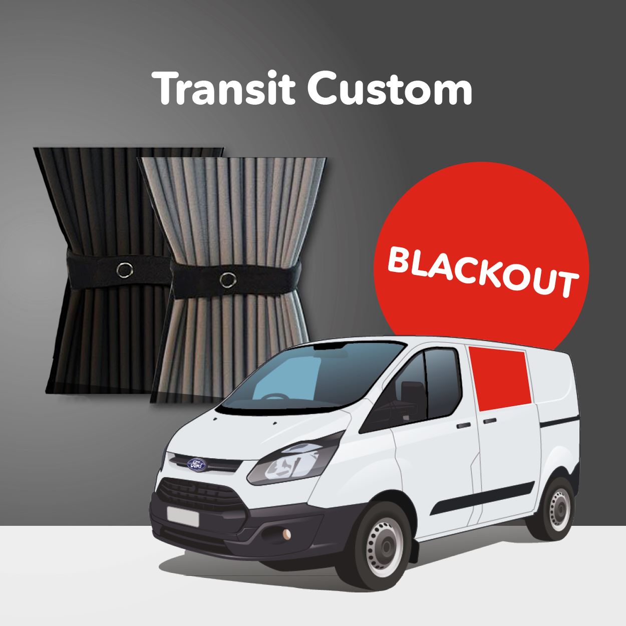 Ford Transit Custom 1st Gen V362 (2013-2023) Premium Blackout Curtain Kit - Left Centre