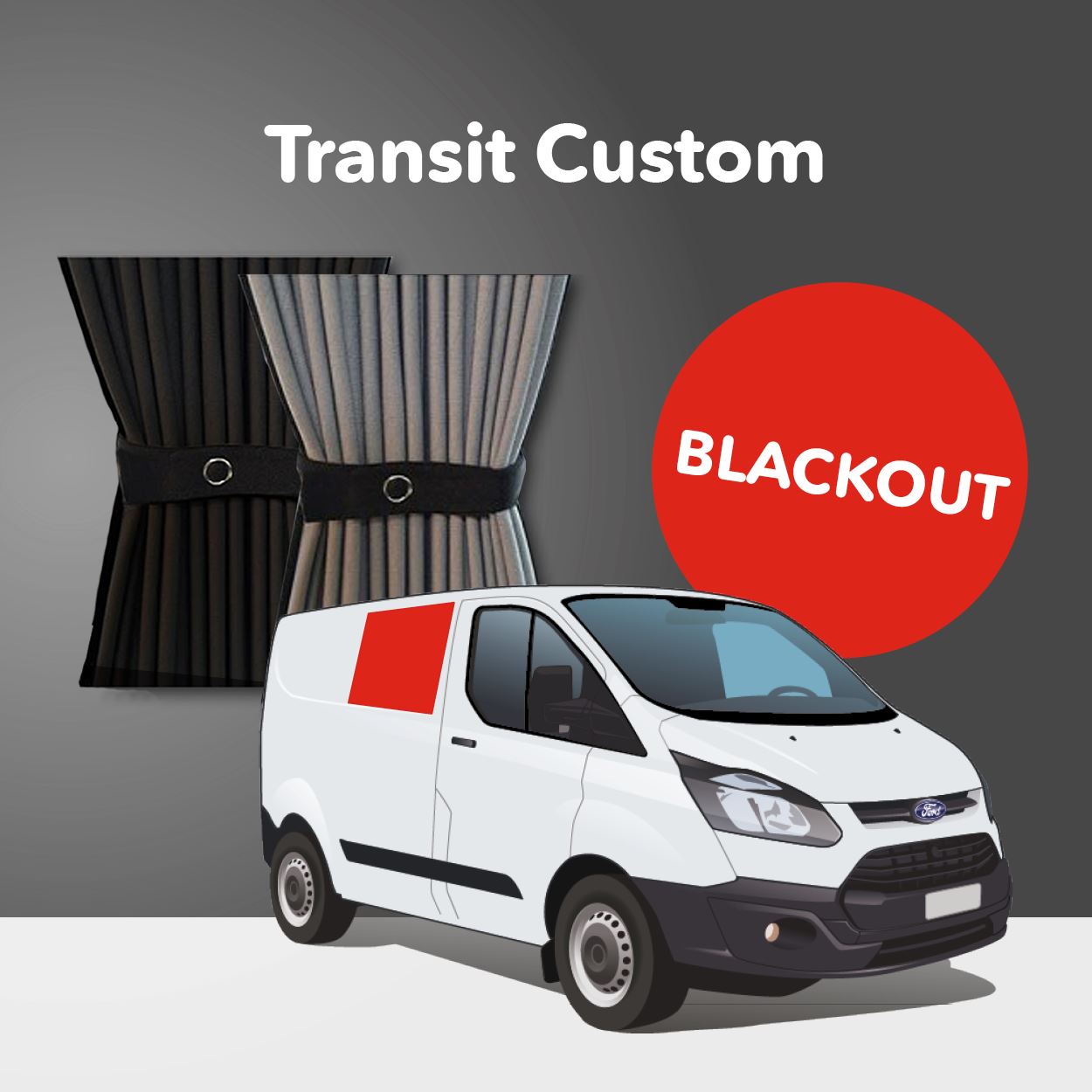 Ford Transit Custom 1st Gen V362 (2013-2023) Premium Blackout Curtain Kit - Right Centre