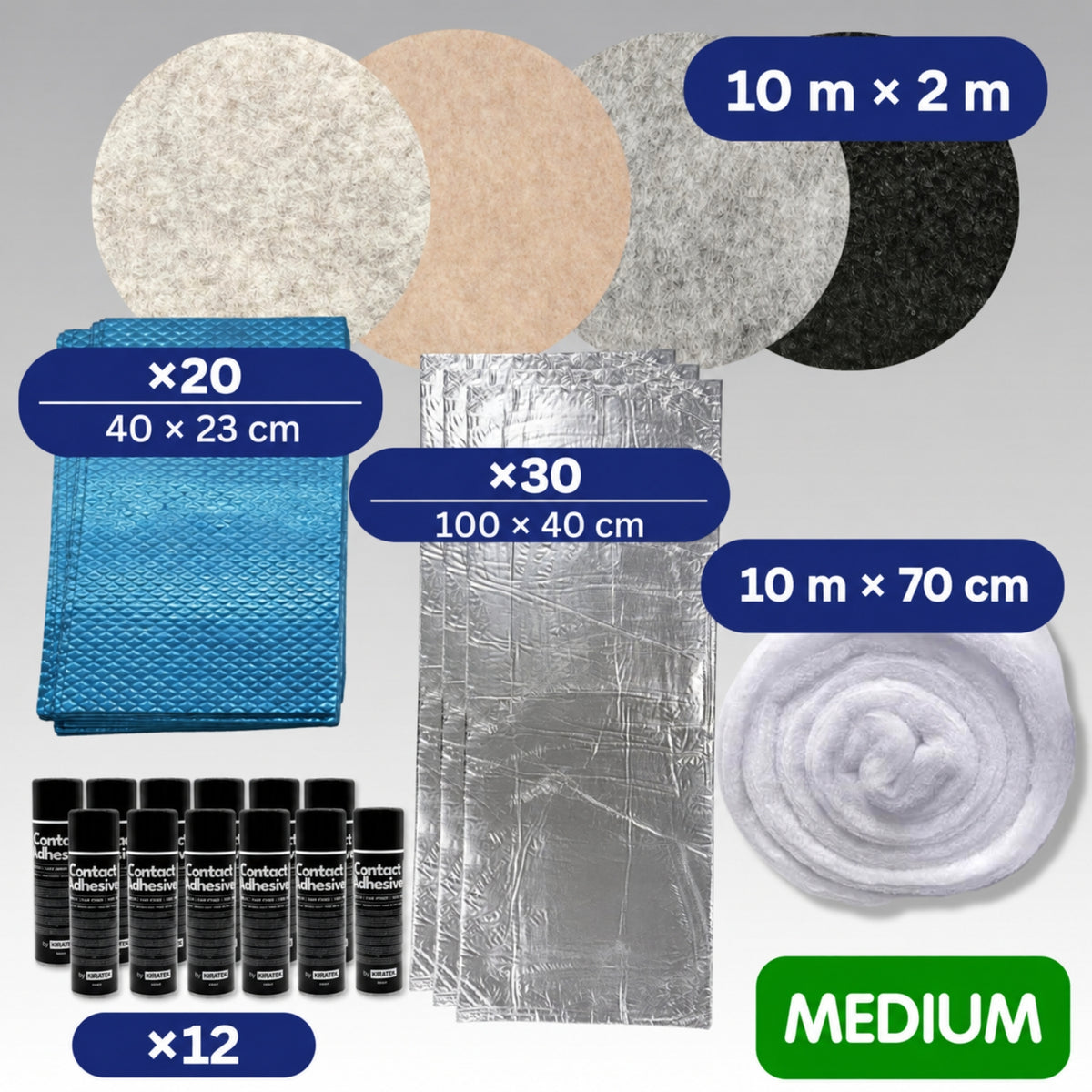 Carpet & Insulation Campervan Lining Ultimate Kit — PREMIUM Bundle (Small to XL Vans)