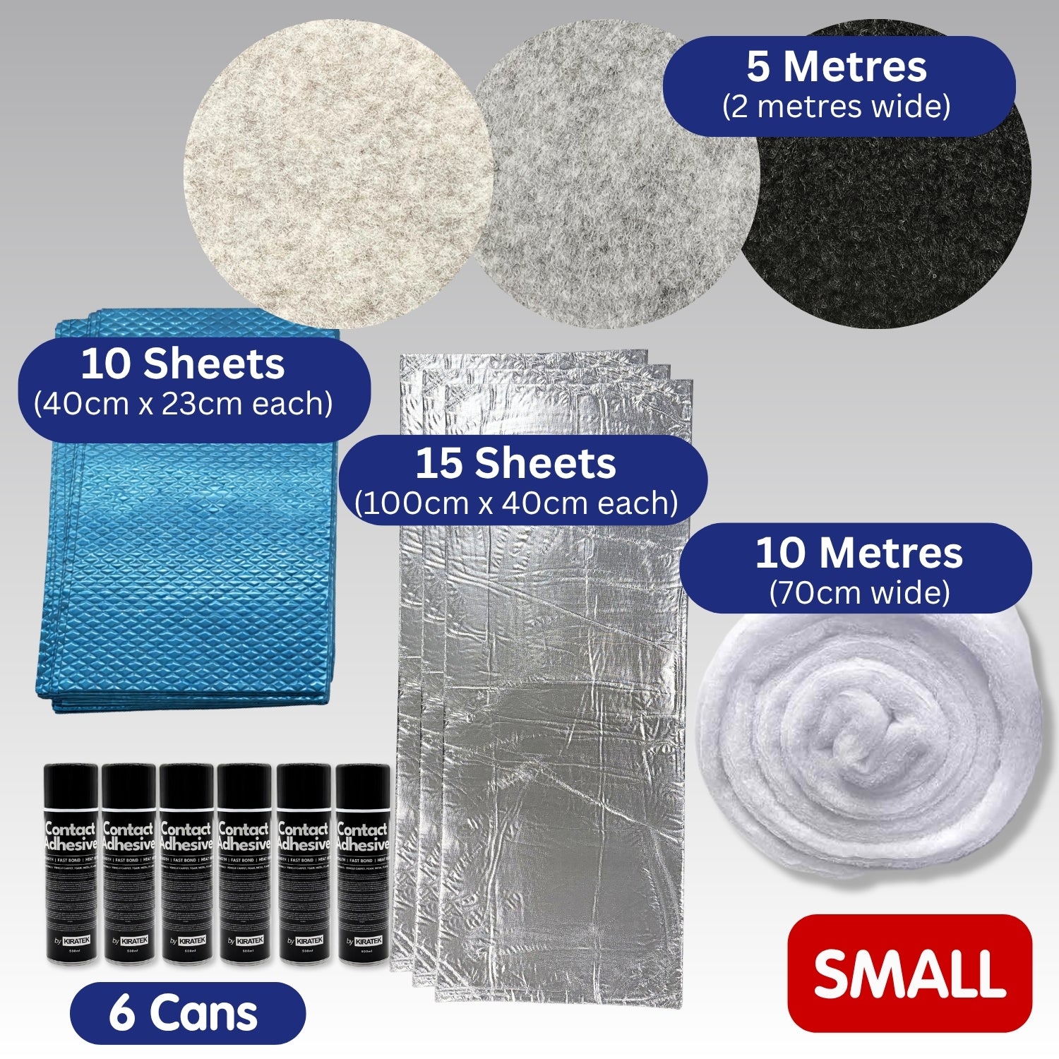 Carpet & Insulation Campervan Lining Ultimate Kit — PREMIUM Bundle (Small to XL Vans)