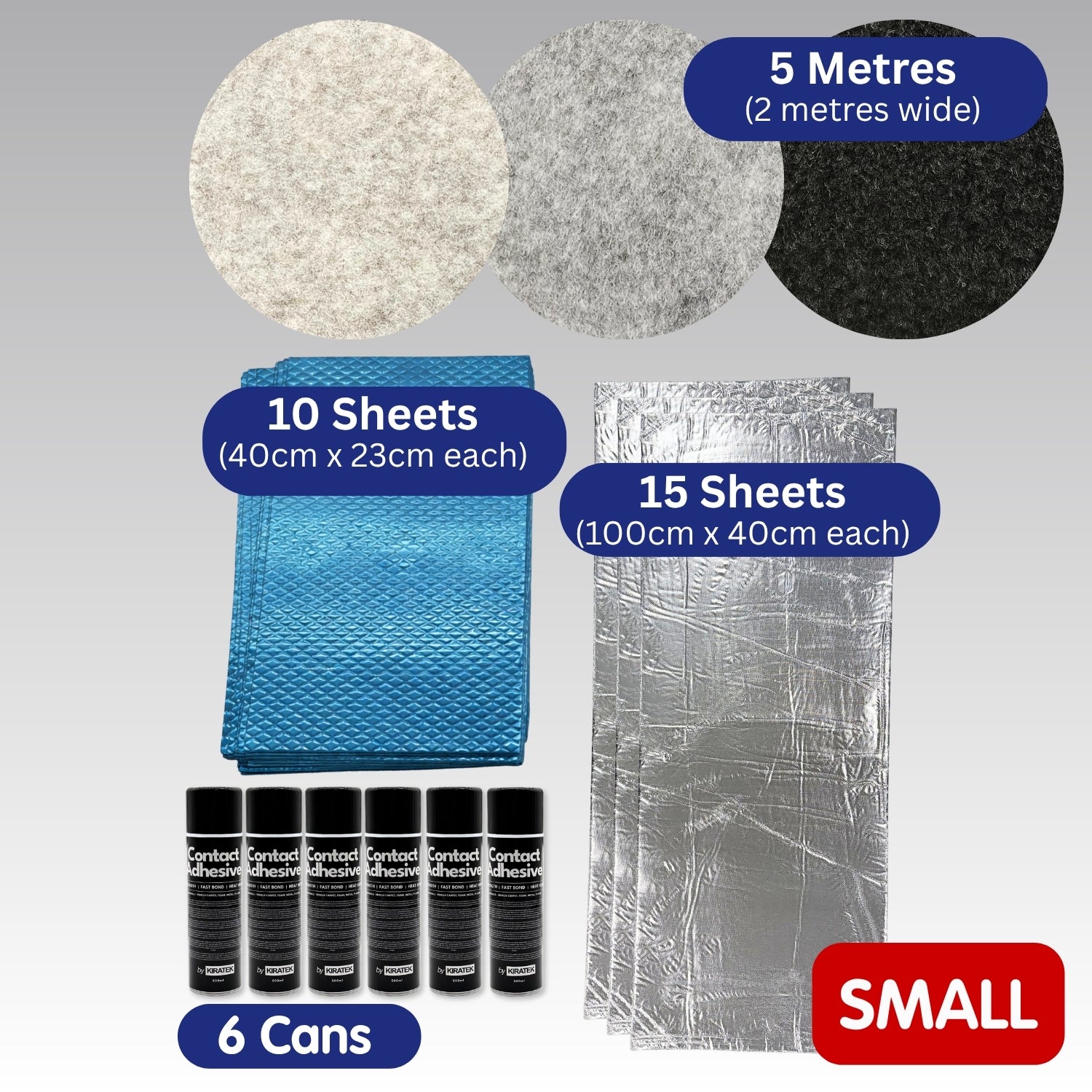 Carpet & Insulation Campervan Lining Kit — STANDARD Bundle (Small to XL Vans)