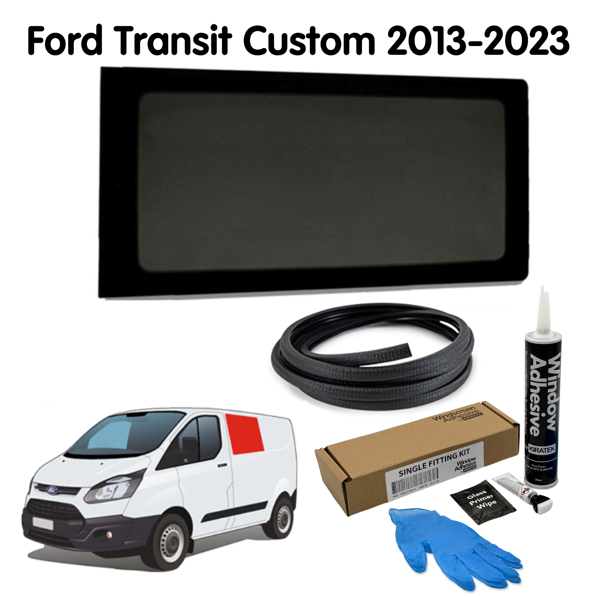 Left Fixed Window + Fitting Kit for Ford Transit Custom 1st Gen V362 (2013-2023)