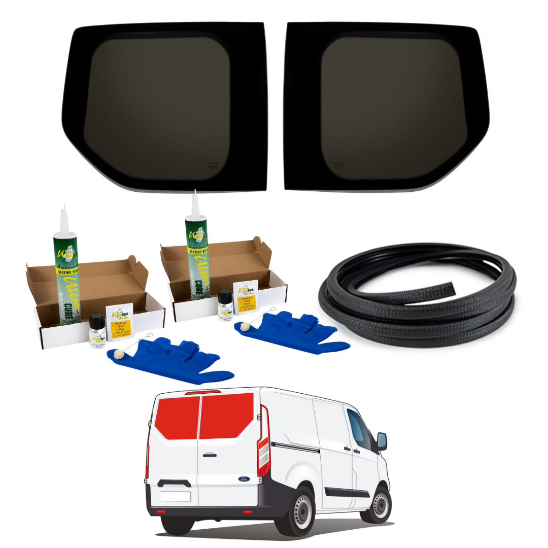 Premium Barn Door Windows + Fitting Kit for Ford Transit Custom 1st Gen V362 (2013-2023)