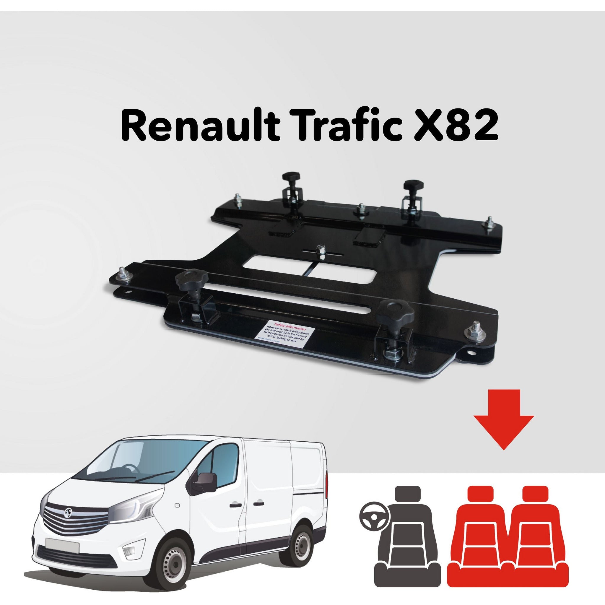 Renault Trafic 3rd Gen X82 (2014 - present) Double Passenger Seat Swivel (Right Hand Drive - UK/Ireland)