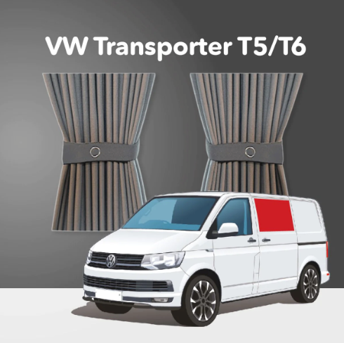 VW Transporter T5 to T6.1 (2003-2024) Curtain Kit - Left Centre Sliding Door (Standard Grey)