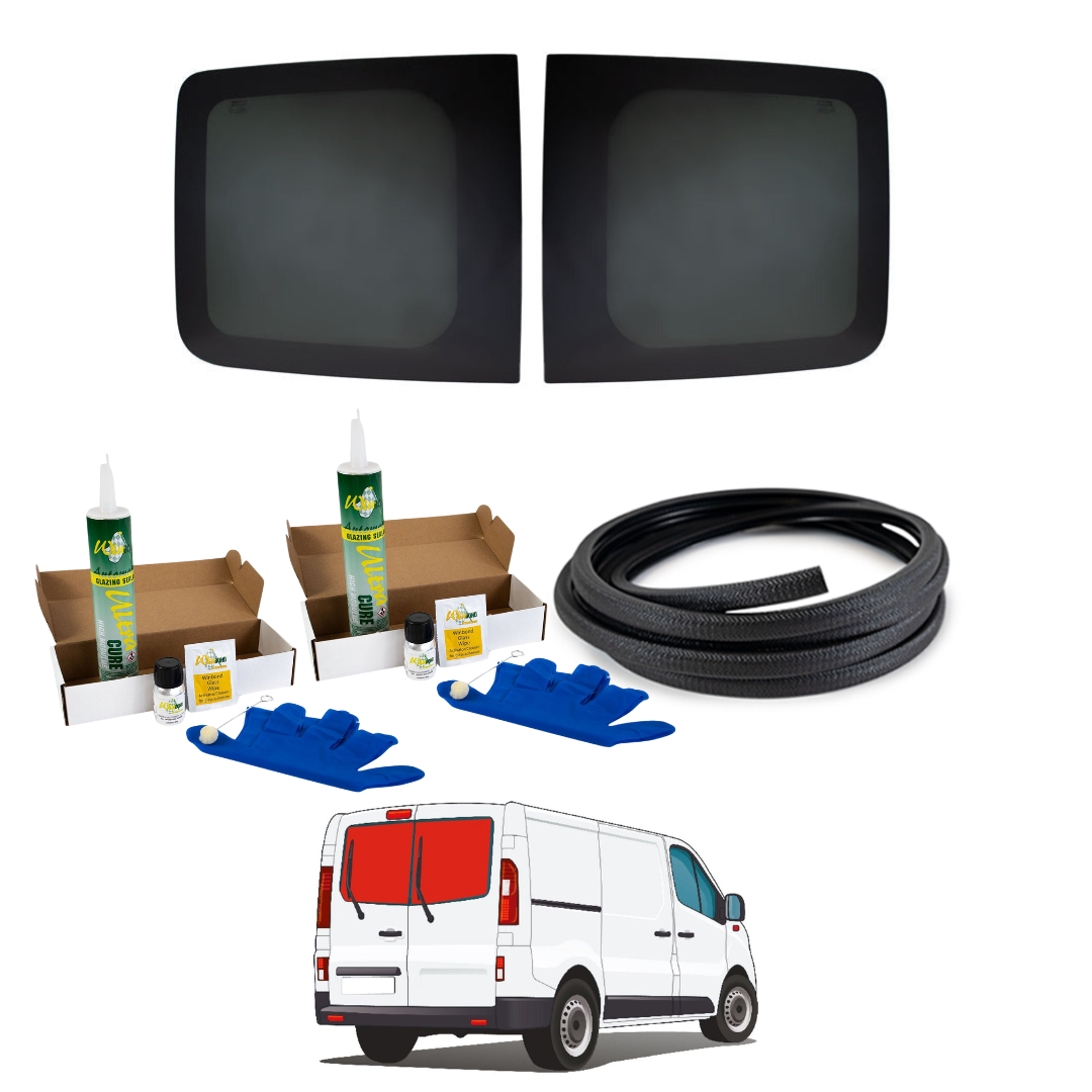 Barn Door Windows + Fitting Kit for Opel Vivaro X82/X83 (2001-2018), Renault Trafic 2nd/3rd Gen (2001-present) & Other X82/X83 Vans