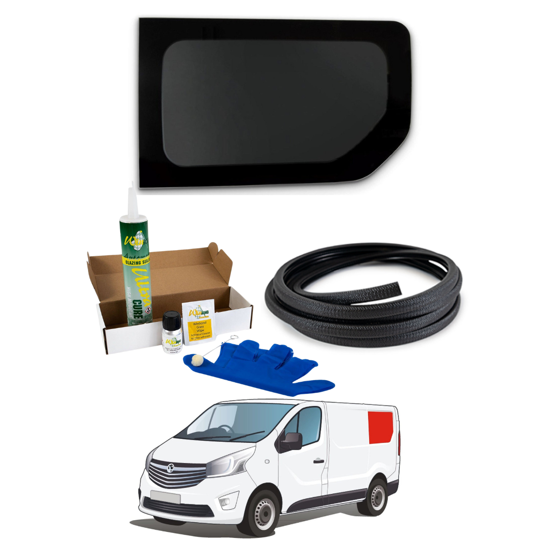Left Rear Quarter Window (Short Wheel Base) + Fitting Kit for Opel Vivaro (2014-2018), Renault Trafic (2014 - Present) & Other X82 Vans