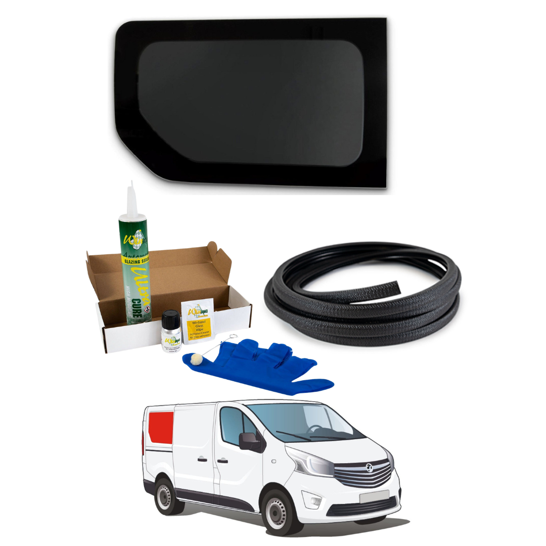 Right Rear Quarter Window (Short Wheel Base) + Fitting Kit for Opel Vivaro (2014-2018), Renault Trafic (2014 - Present) & Other X82 Vans