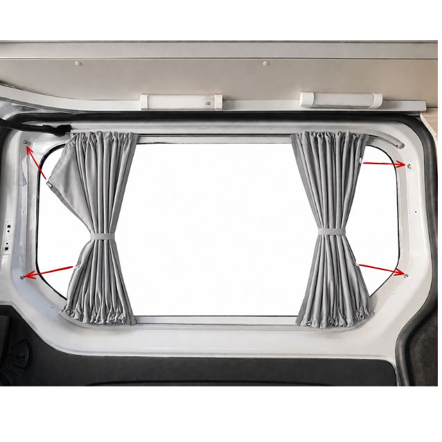 Right Centre Window Curtain Kit - Premium Blackout - Opel Vivaro (2014-2018), Renault Trafic (2014 - Present) & Other X82 Vans