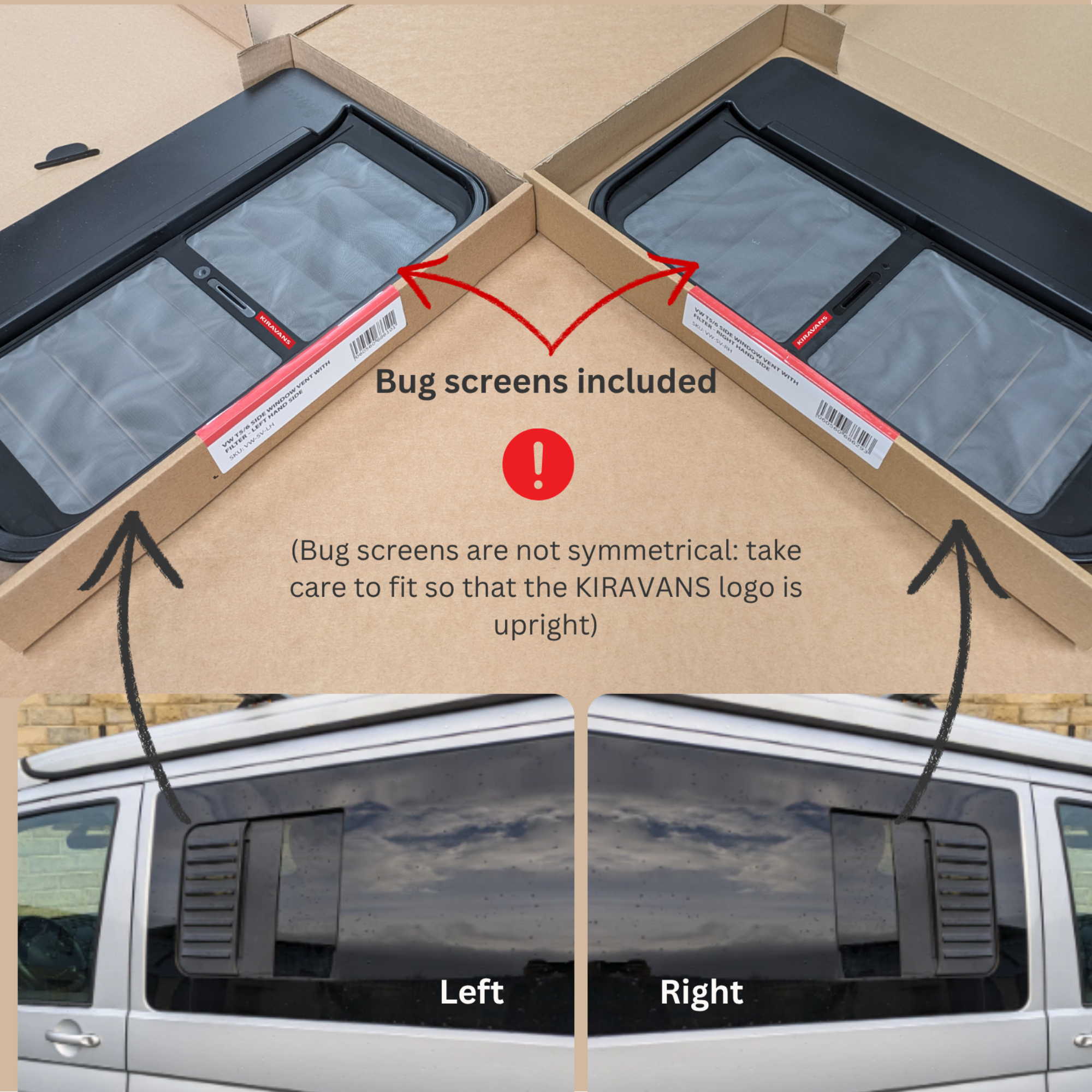 Kiravans Vent for Opening Window VW Transporter T5 to T6.1 (2003-2024)