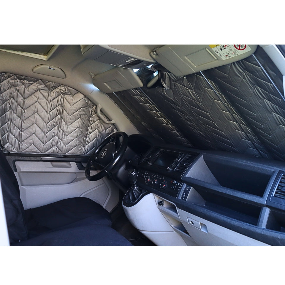 Internal Cab Silver Screens with Magnets or Suckers for VW Transporter T5 to T6.1, Trafic, Transit Custom & More — SILVER