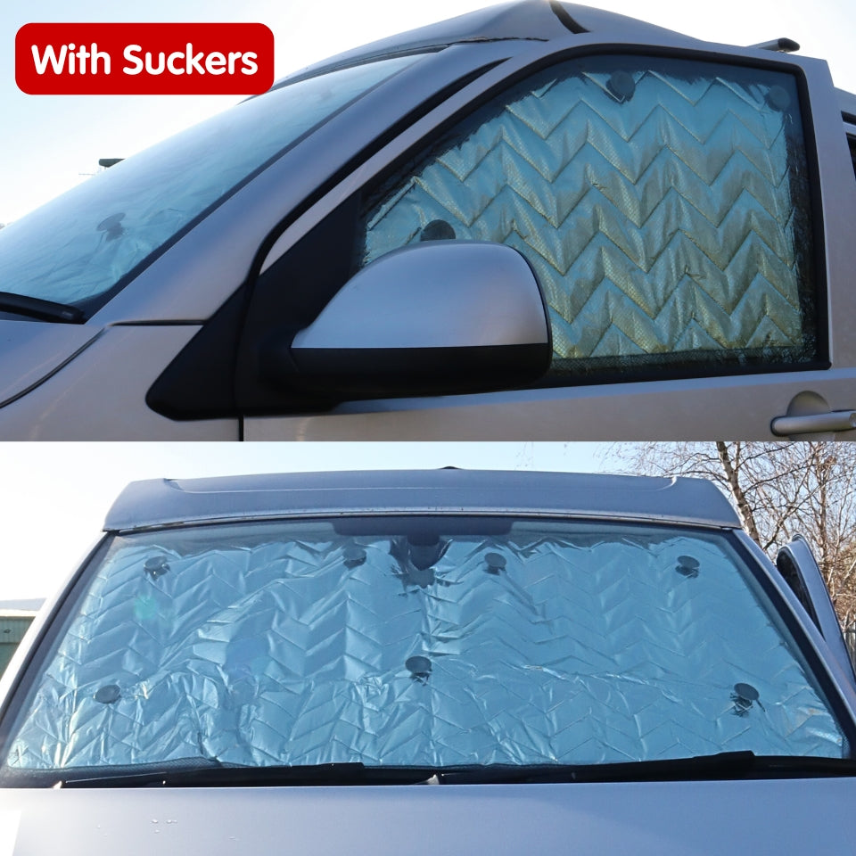 Internal Cab Silver Screens with Magnets or Suckers for VW Transporter T5 to T6.1, Trafic, Transit Custom & More — SILVER