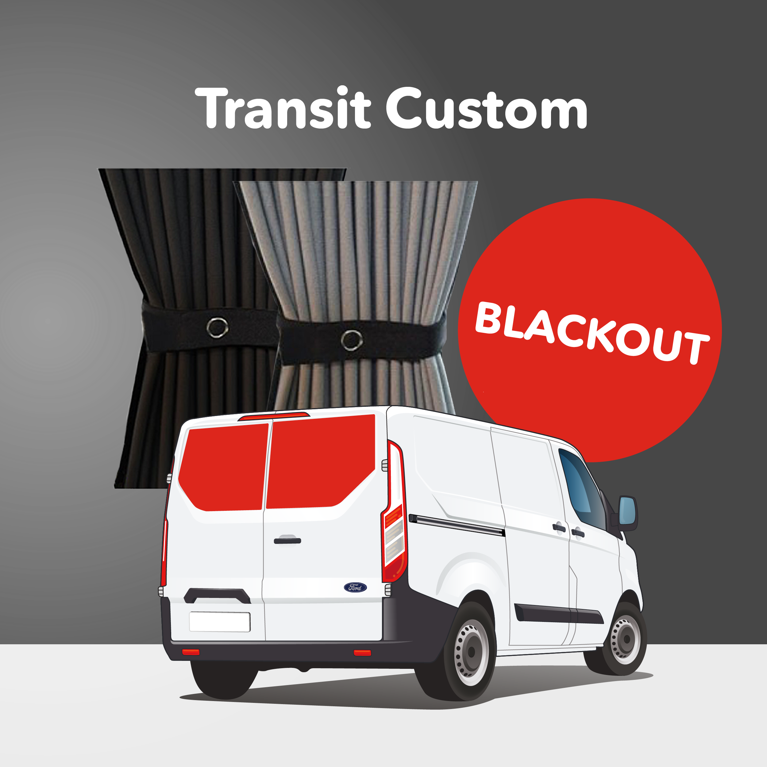 Ford Transit Custom 1st Gen V362 (2013-2023) Premium Blackout Curtain Kit - Rear Doors