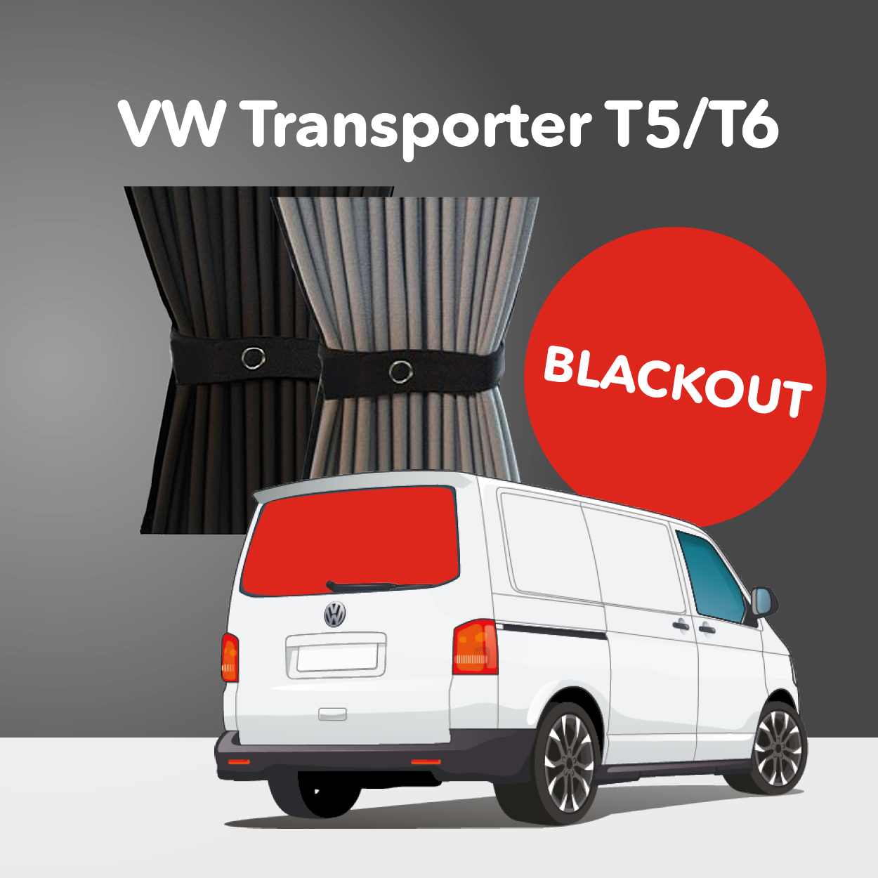 VW Transporter T5 to T6.1 (2003-2024) Premium Blackout Curtain Kit - Tailgate Door
