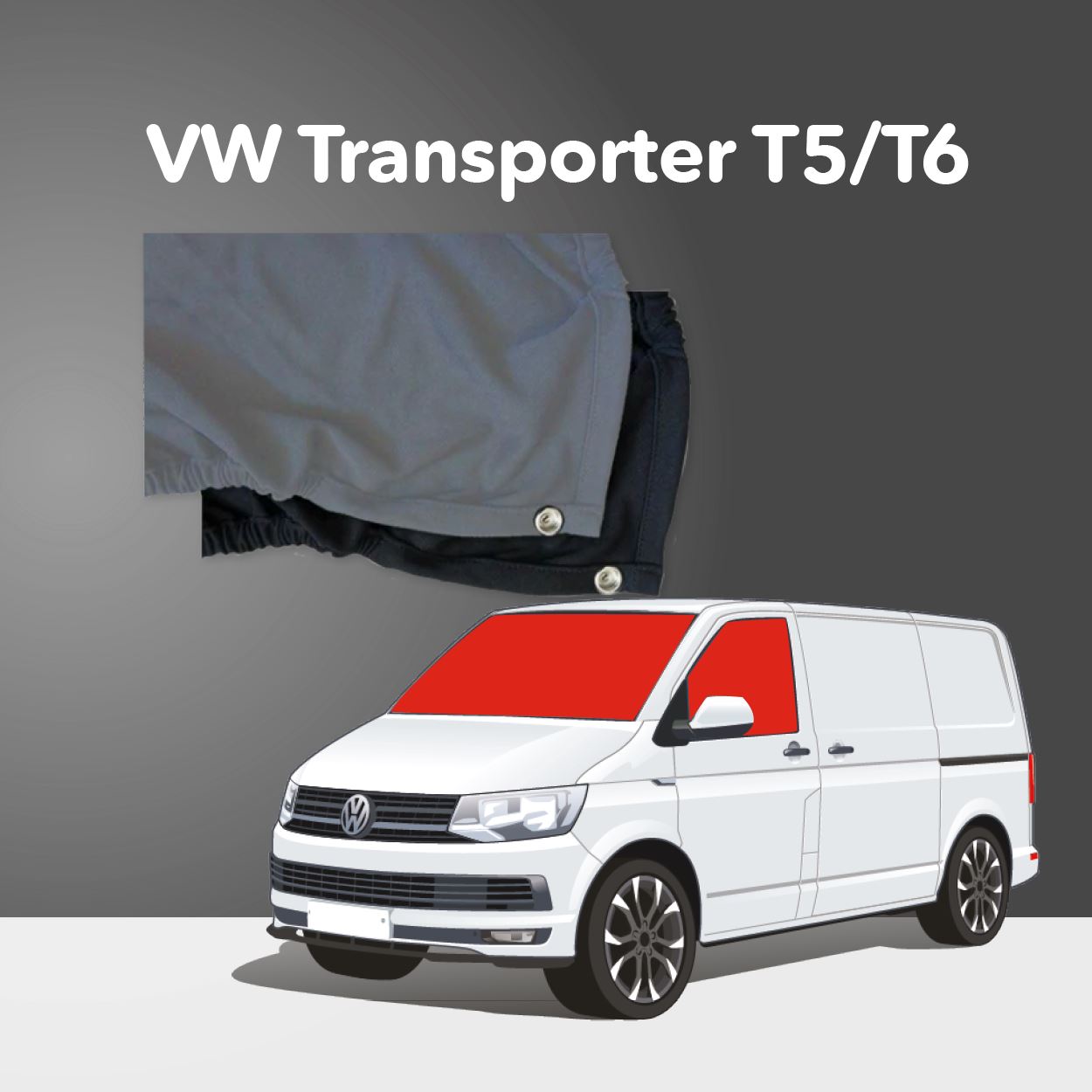 VW T5/T6 Cab Curtain Kit (Black or Grey) Kiravans