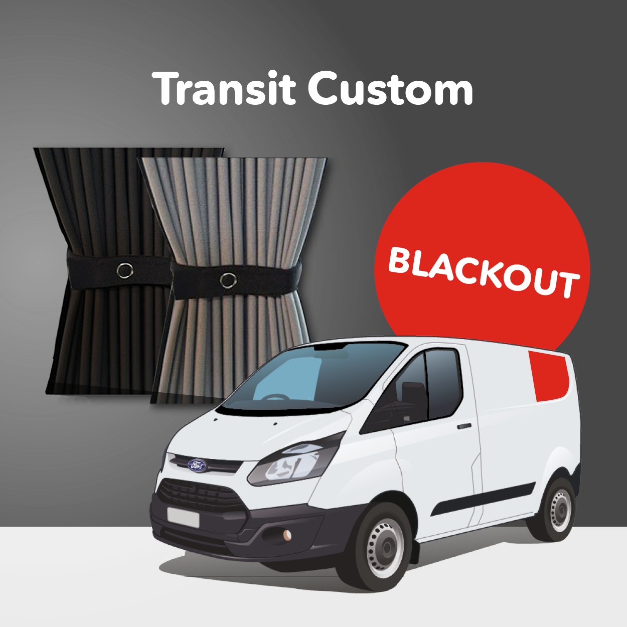 Ford Transit Custom 1st Gen V362 (2013-2023) Premium Blackout Curtain Kit - Left Back