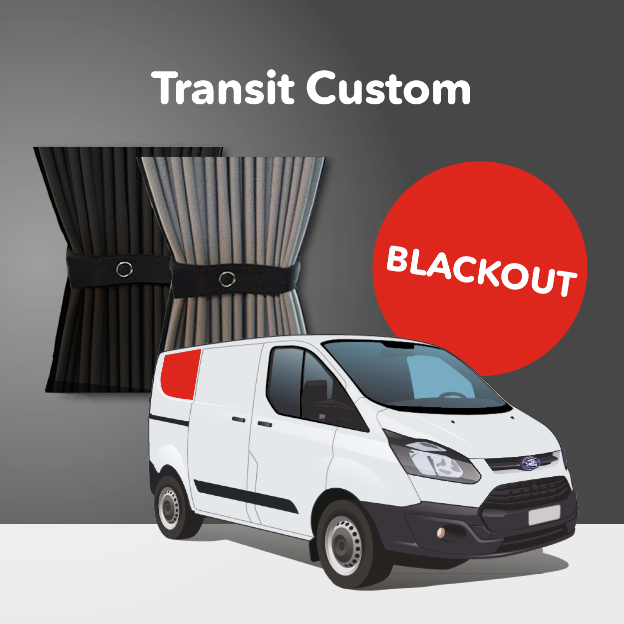 Ford Transit Custom 1st Gen V362 (2013-2023) Premium Blackout Curtain Kit - Right Back