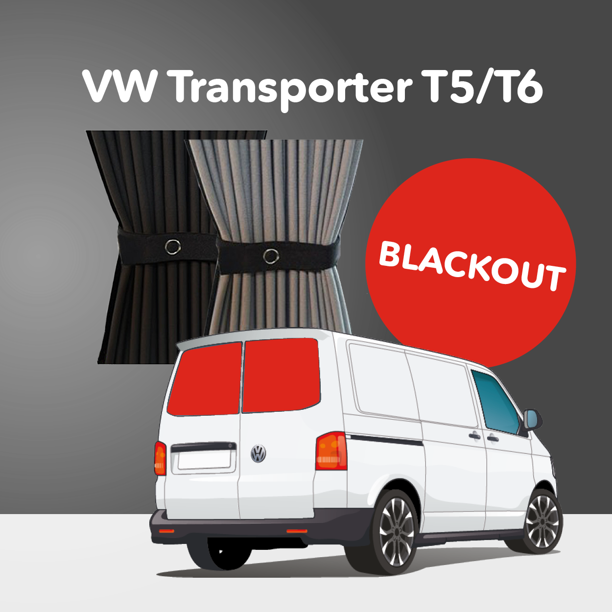 VW Transporter T5 to T6.1 (2003-2024) Premium Blackout Curtain Kit - Rear Doors