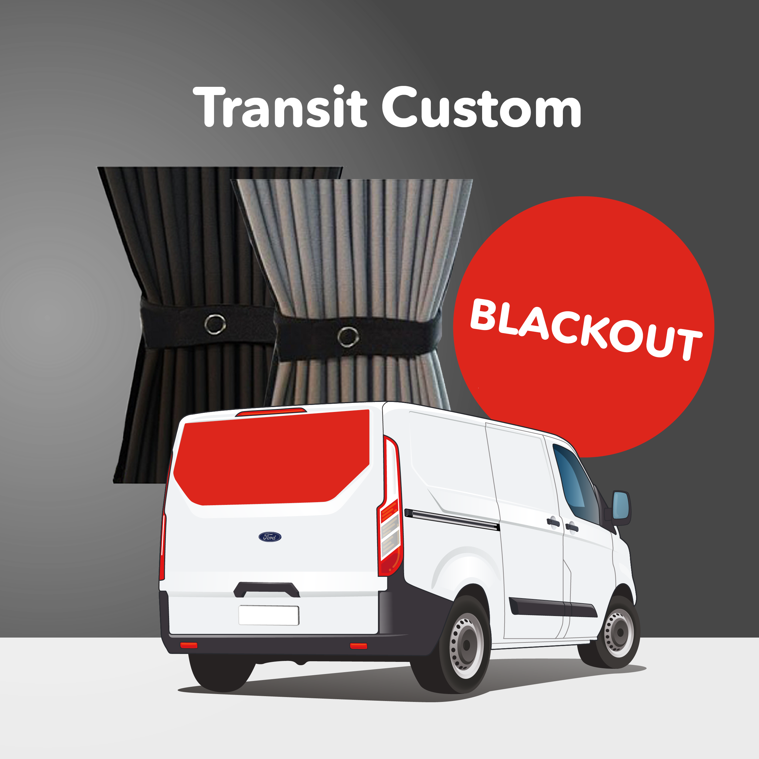 Ford Transit Custom 1st Gen V362 (2013-2023) Premium Blackout Curtain Kit - Tailgate Door