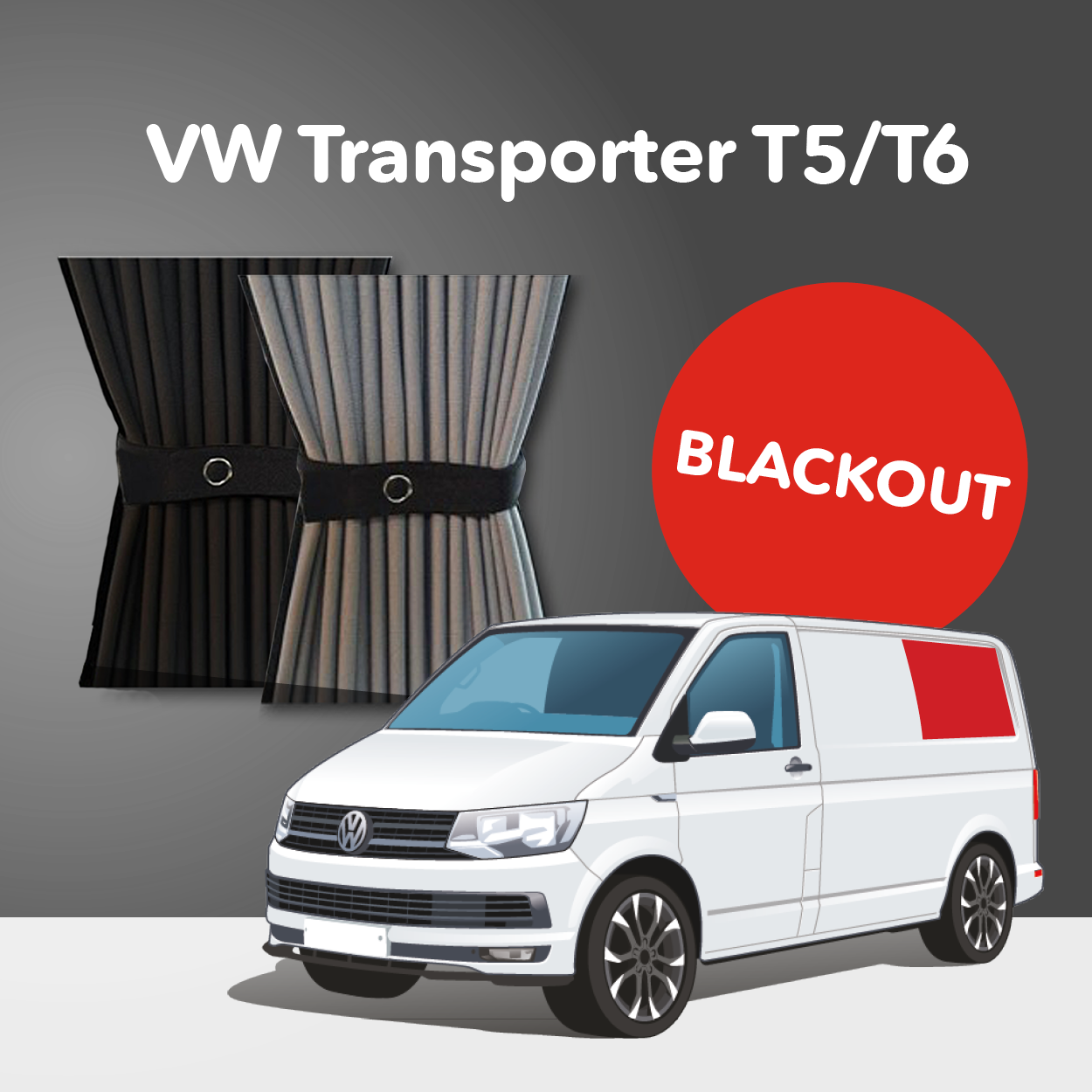 VW Transporter T5 to T6.1 (2003-2024) Premium Blackout Curtain Kit - Left Back