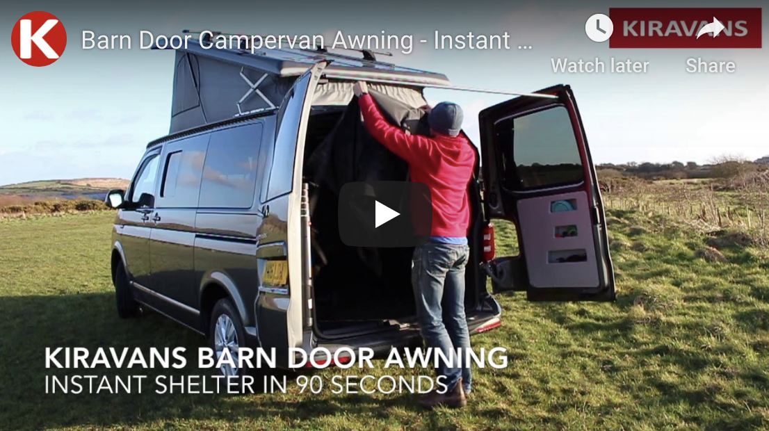 Video: Kiravans Barn Door Campervan Awning - Instant Shelter from Sun, Wind and Rain!