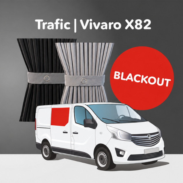 Right Centre Window Curtain Kit - Premium Blackout - Opel Vivaro (2014-2018), Renault Trafic (2014 - Present) & Other X82 Vans