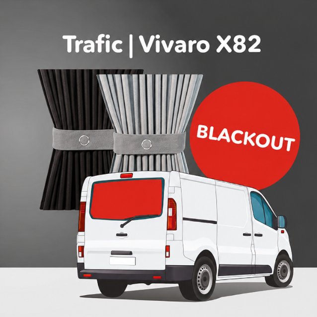 Tailgate Window Curtain Kit - Premium Blackout - Opel Vivaro (2014-2018), Renault Trafic (2014 - Present) & Other X82 Vans