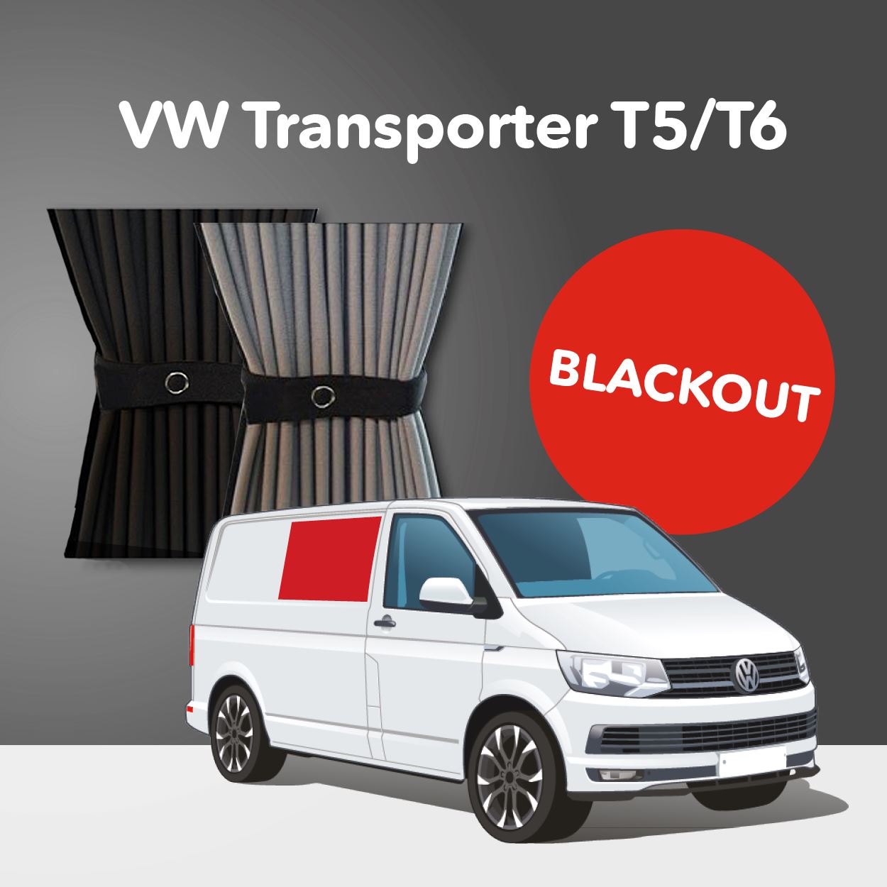 VW Transporter T5 to T6.1 (2003-2024) Premium Blackout Curtain Kit - Right Centre