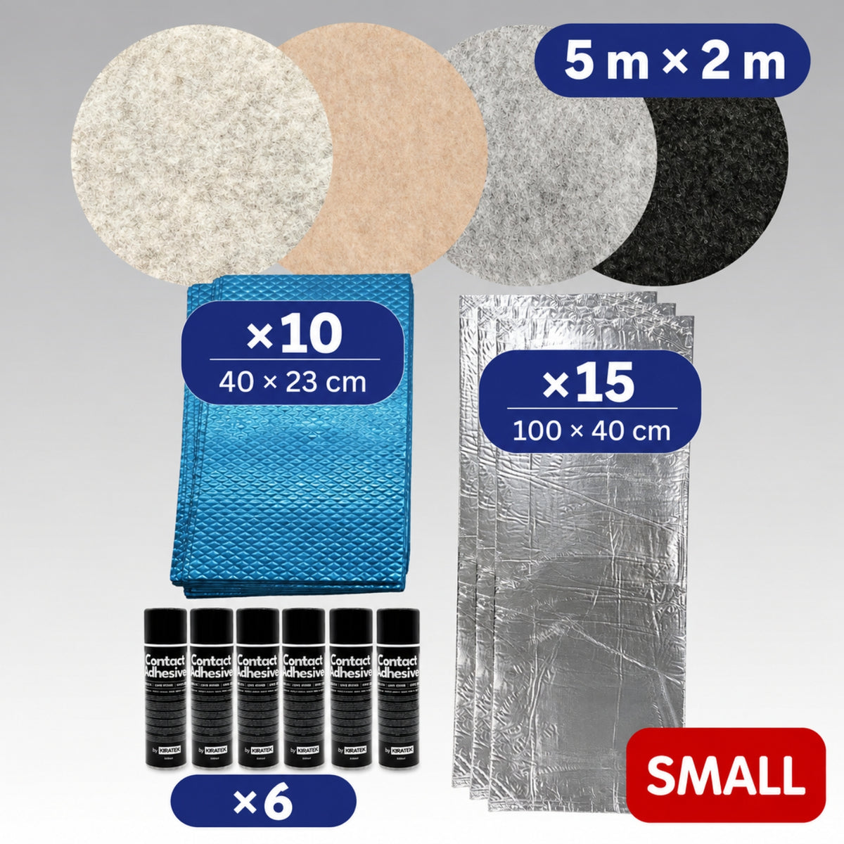 Carpet & Insulation Campervan Lining Ultimate Kit — PREMIUM Bundle (Small to XL Vans)