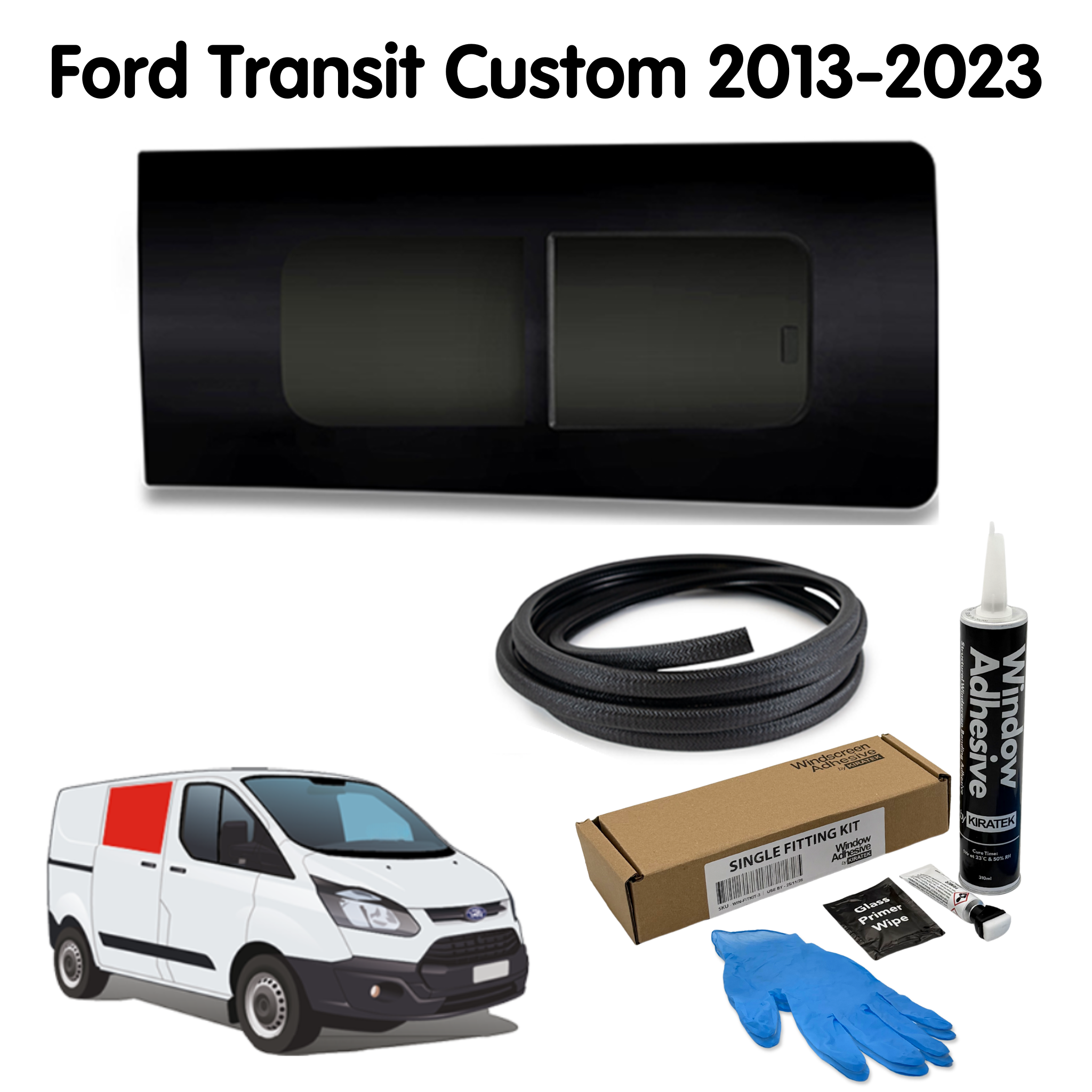Right Opening Window + Fitting Kit for Ford Transit Custom 1st Gen V362 (2013-2023)