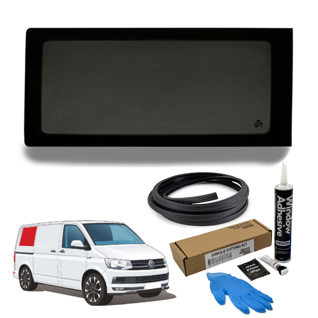 Window Sitting Kit Right Rear Quarter Window + Fitting Kit for VW Transporter T5 to T6.1
