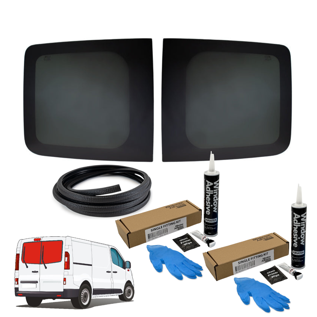 Barn Door Windows + Fitting Kit for Opel Vivaro X82/X83 (2001-2018), Renault Trafic 2nd/3rd Gen (2001-present) & Other X82/X83 Vans