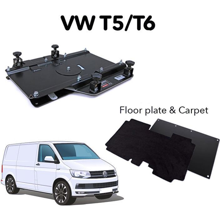 VW Transporter T5 to T6.1 (2003-2024) Kiravans Double Passenger Seat Swivel with Floor & Carpet (Right Hand Drive - UK/Ireland)