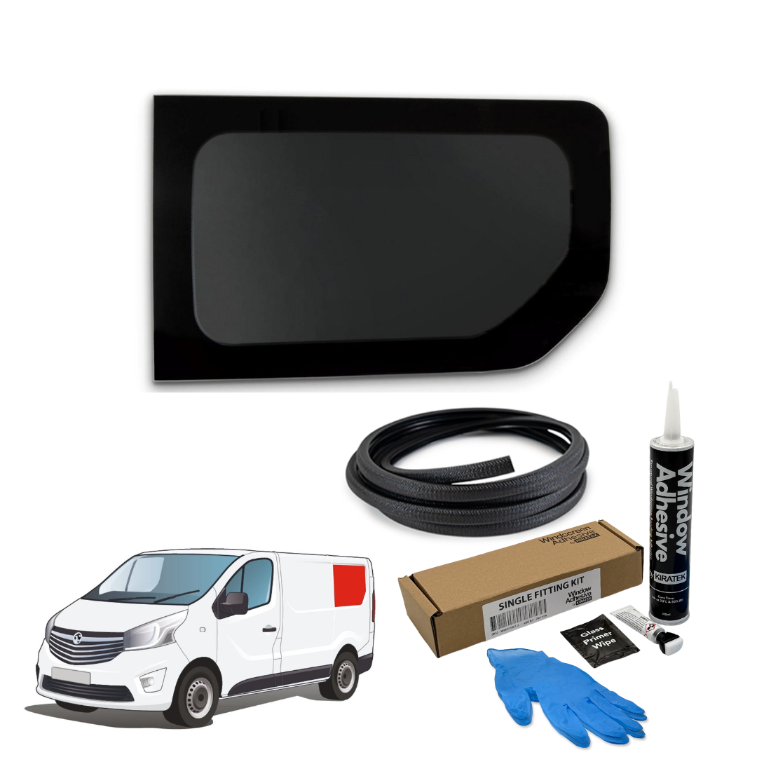 Left Rear Quarter Window (Short Wheel Base) + Fitting Kit for Opel Vivaro (2014-2018), Renault Trafic (2014 - Present) & Other X82 Vans