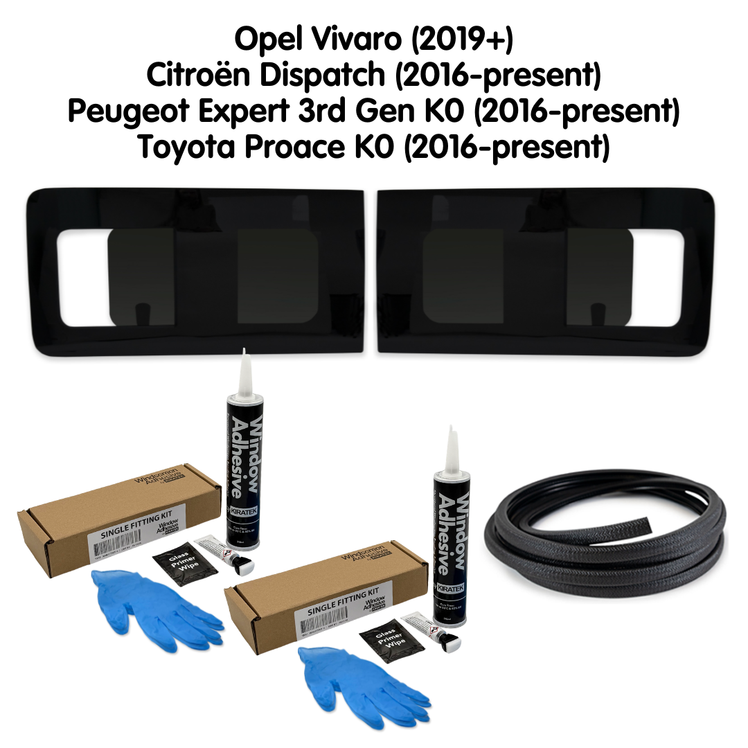 Pair of Opening Campervan Side Windows + Fitting Kit for Opel Vivaro (2019-present)