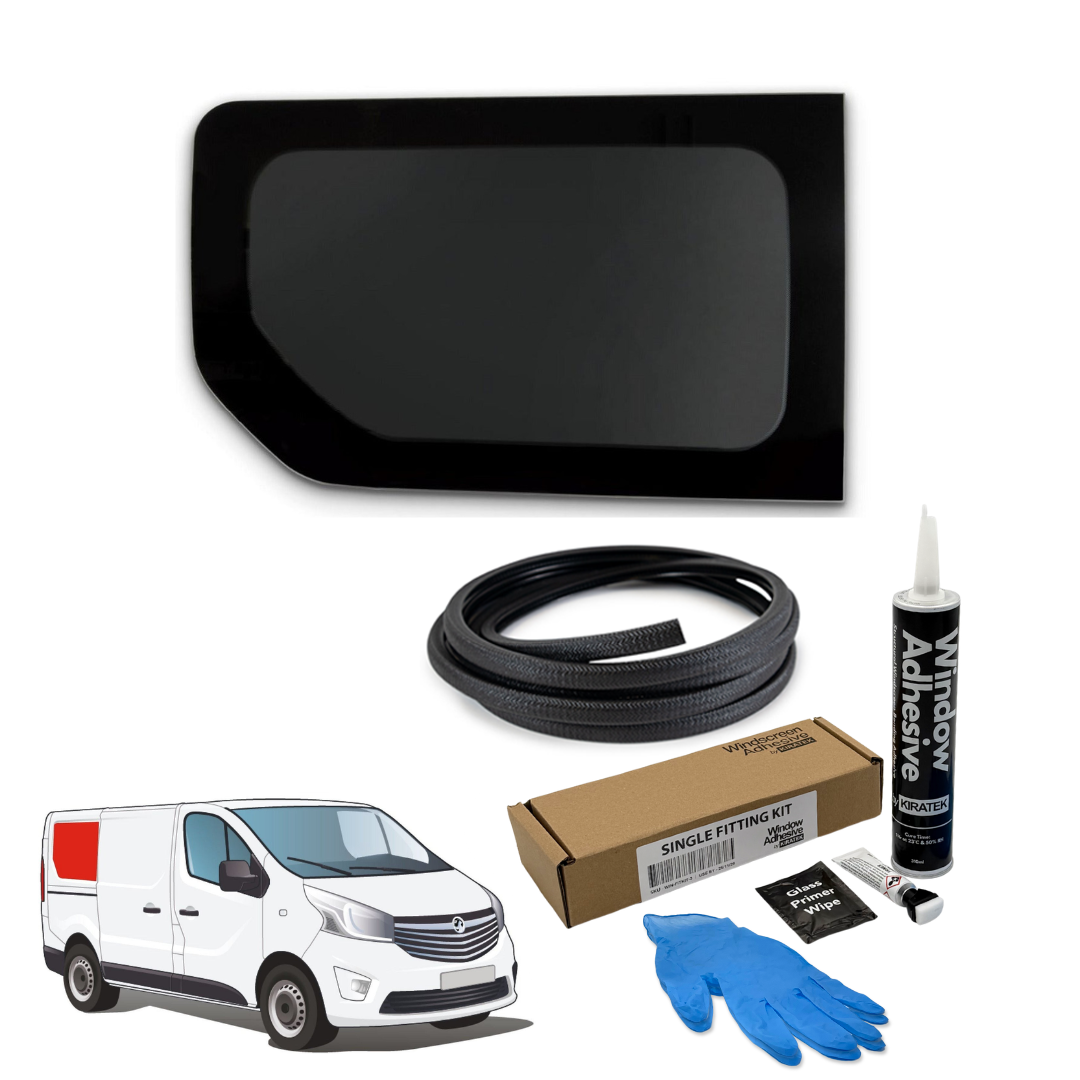 Right Rear Quarter Window (Short Wheel Base) + Fitting Kit for Opel Vivaro (2014-2018), Renault Trafic (2014 - Present) & Other X82 Vans