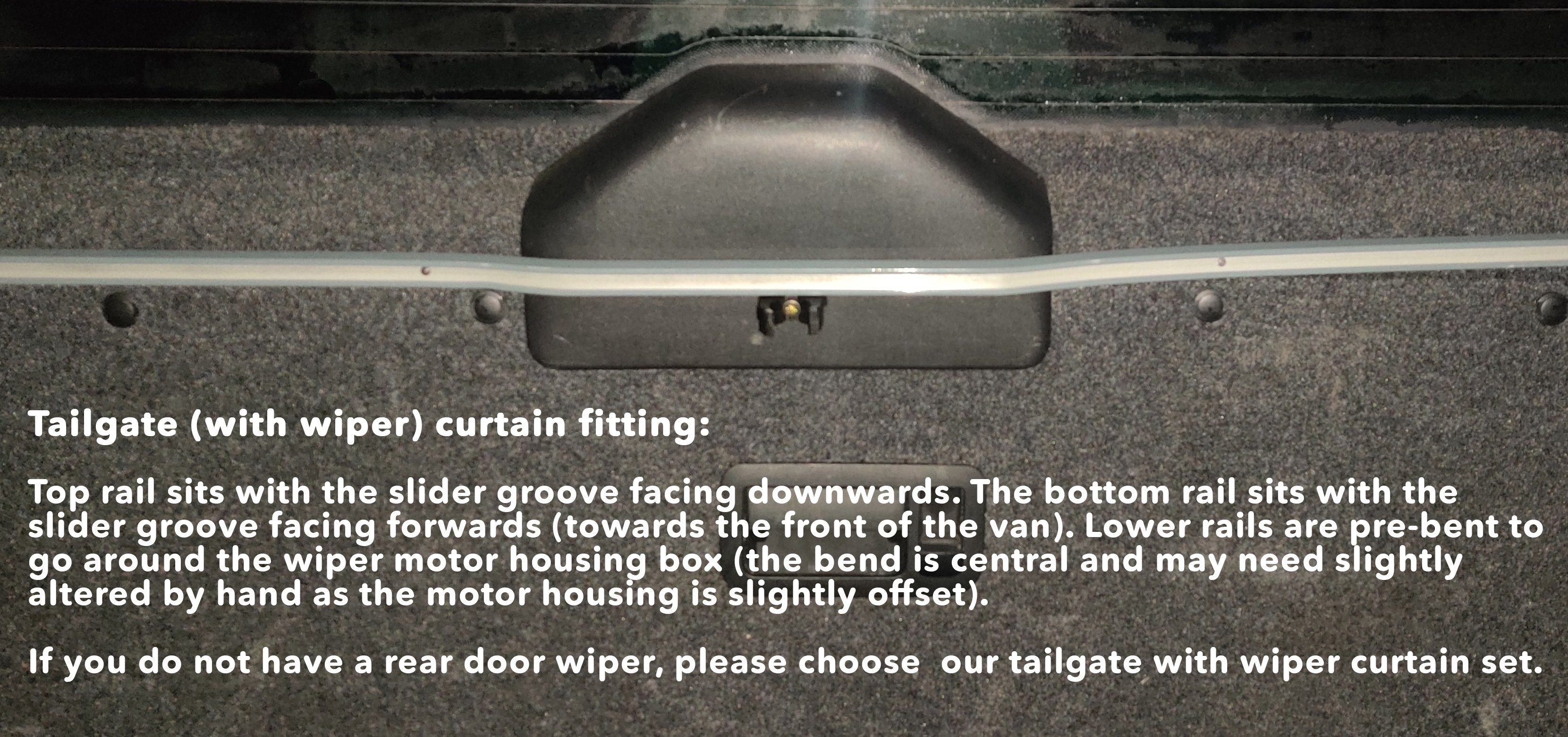 VW T5/T6 Curtain Kit - Tailgate Door - with wiper (Black) Kiravans